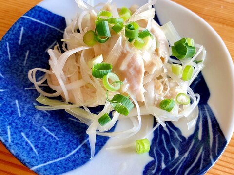 常備菜☆白ネギとささみのごま油漬け